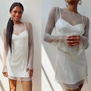 Show Me Your MuMu White Mesh Overlay Dress